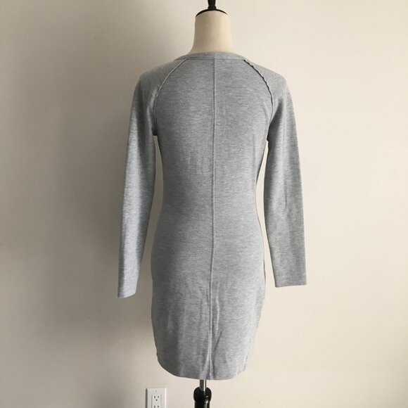REISS Gray ASTRID Ruching Long Sleeve Hidden Zipper Dress - Picture 15 of 16